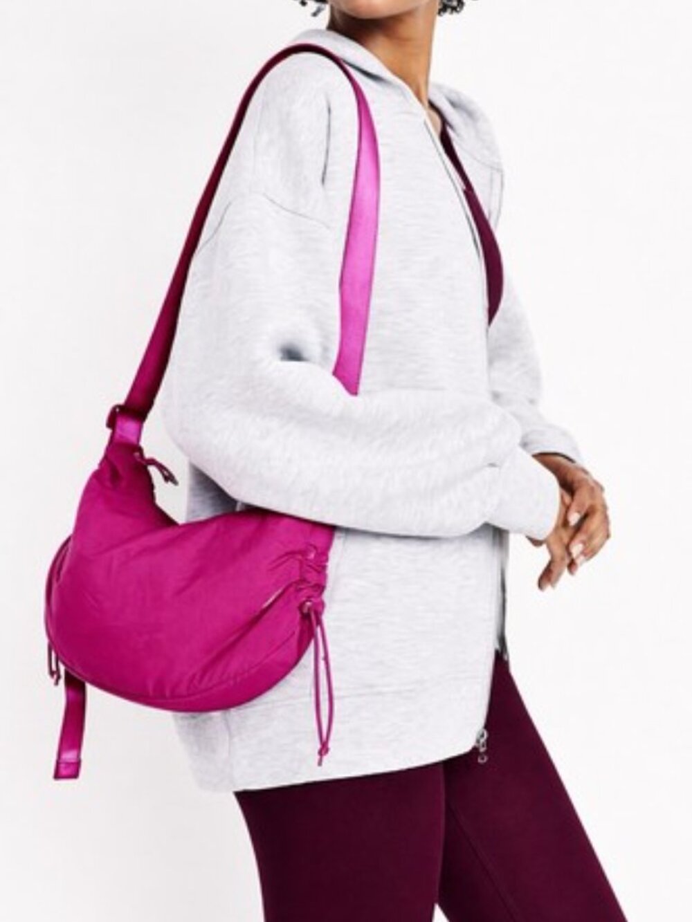 Micro Trek Bag Old Navy Purse Magenta Drawstring Side Adjustable Strap